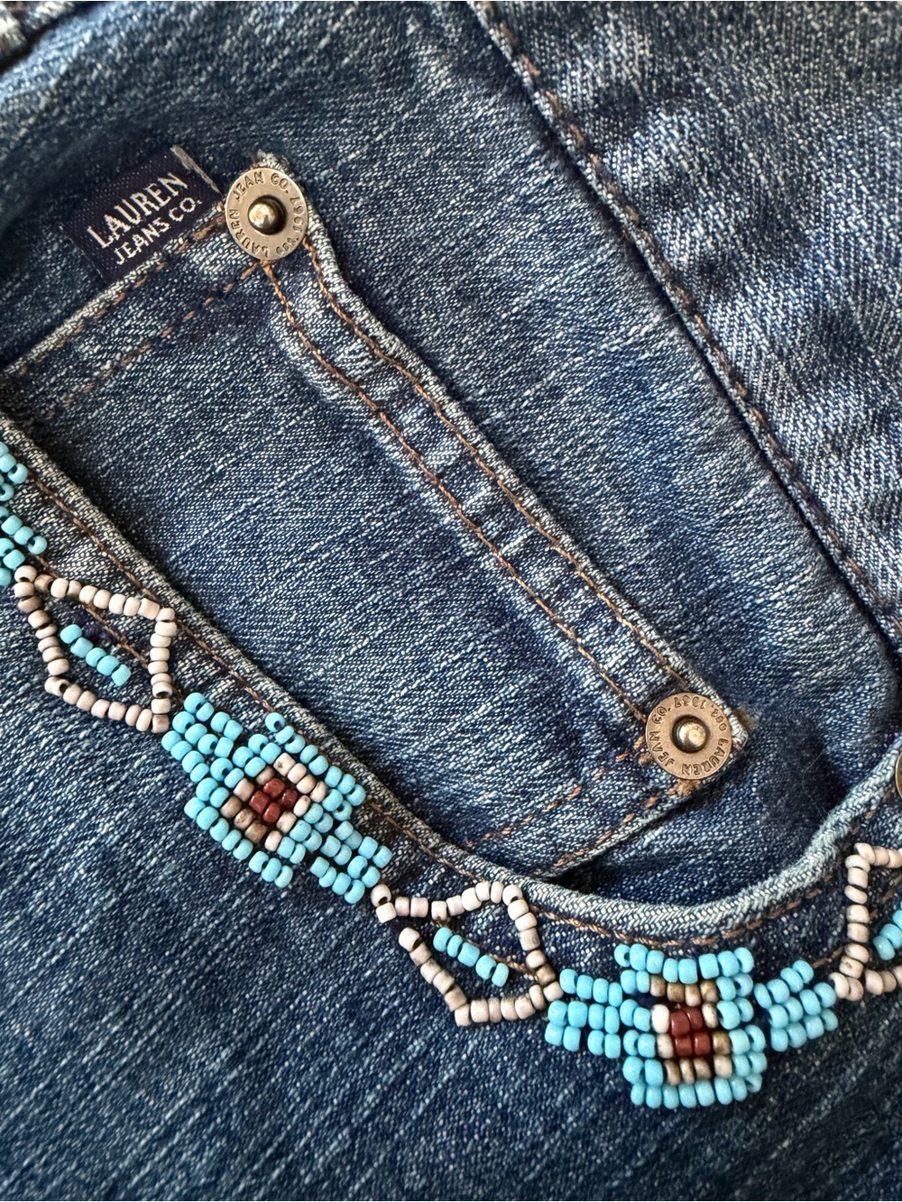 Lauren Jeans Co 22W Beaded Western Wide Leg Jeans